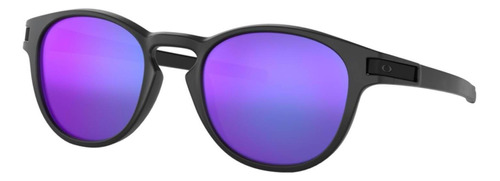 Óculos de sol Oakley Latch Standard armação de o matter cor matte black, lente violet de plutonite iridium, haste matte black de o matter - OO9265