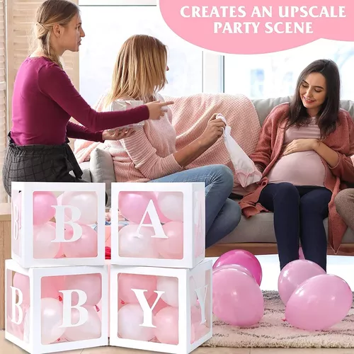  6 cajas de OH BABY con letras, caja de bloque transparente para  decoraciones de baby shower, caja de globos blancos de OH BABY para fiesta  de revelación de género, cajas de