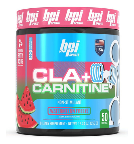 Bpi Cla + Carnitina 12.34oz 50 Serv Suplemento Alimenticio Sabor Sandía