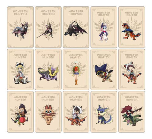 Completo 15 Tarjeta Mini Amiibo Para Monster Hunter Rise: