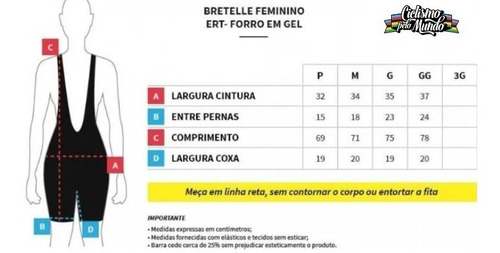Imagem 7 de 8 de Bretelle Feminino Forro Gel Ert Preto Liso - Ciclismo