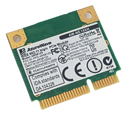 Aw-ne186h Placa Wireless Wifi Para Asus X450c X45ca Ar5b125