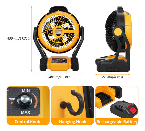 Ventilador De Camping Con Linterna Led, Ventilador De Tienda