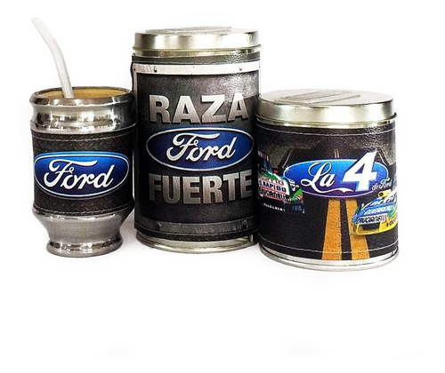 Imagen 2 de 5 de Equipo De Mate Sin Termo Ford Cuero Kit Set Matero