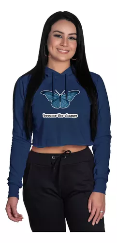 Cropped Borboleta Azul Tumblr Moda Shein Feminino Blusinha