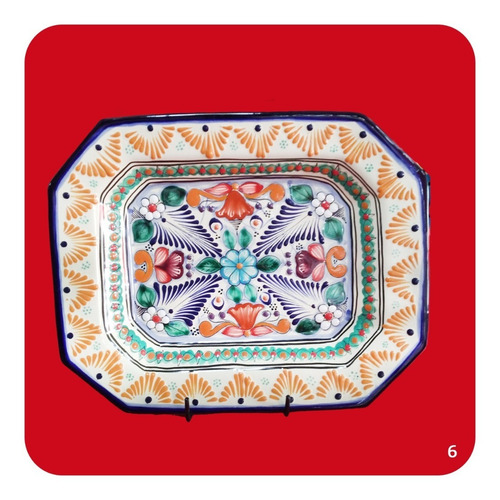 Imagen 2 de 2 de Charola De Talavera Poblana 39x31 Cm Ensaladera Color M6 Chr