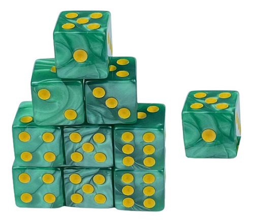 10 Dados De 6 Caras Para Fiestas, Dados De Juego Verde Verde