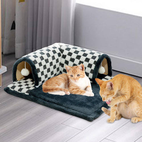 Cama Para Gatos 2 En 1, TĂșnel De Juego Interactivo Negro L
