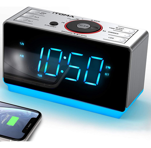 Radio Reloj Despertador Con Altavoz Bluetooth, Radio Fm, Ala