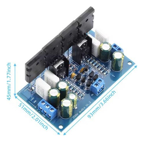 Módulo Amplificador Hifi Mono 200w Clase A B (mejorado) Azul 200 W