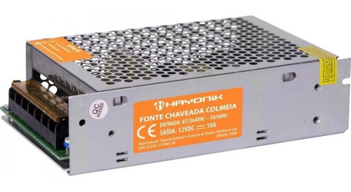 Imagem 1 de 3 de Fonte Chaveada 12v 10a 120w Ftc-1210 Hayonik Prata Bivolt