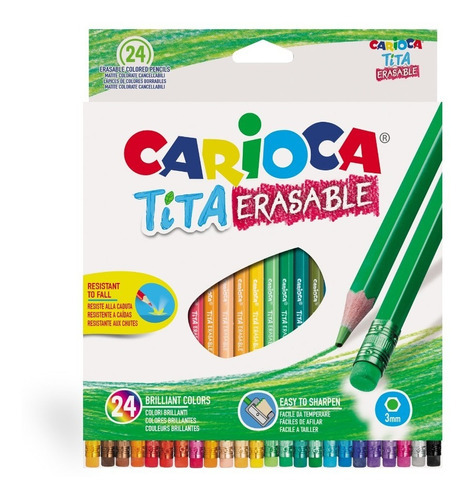 Lapices Color Carioca Tita Erasable X 24 Designed In Italy