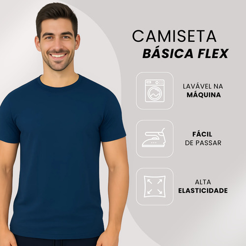 Camiseta Básica Algodão Com Elastano Flex Malha Premium Leve