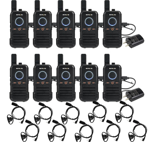 Rb45 Walkie Talkies (paquete De 10) Con Auriculares (paquete