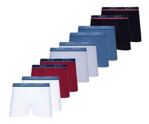 Imagem 2 de 5 de Kit 10 Cuecas Box Lupo Algodão Boxer Masculina Adulto Cotton