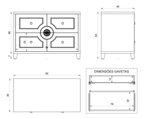 Mesa De Cabeceira De Madeira Fresada Com 2 Gavetas Cor