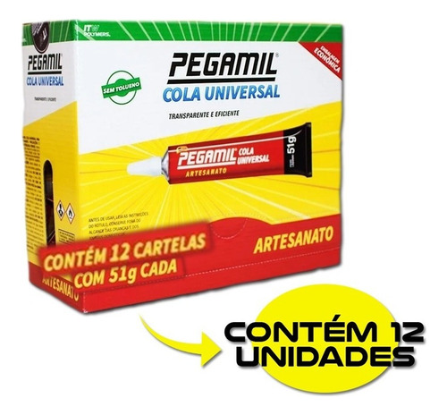 Caixa C/ 12 Un Cola Pegamil Universal 51g Artesanato