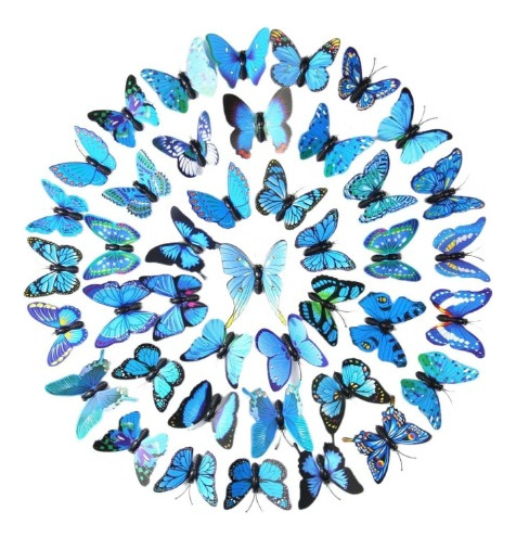 Pegatina Mariposas 3d Azules (pack 25 Piezas)