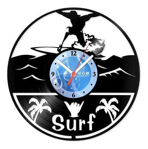 Relógio De Parede Disco Vinil Esportes Surf - Ves-088