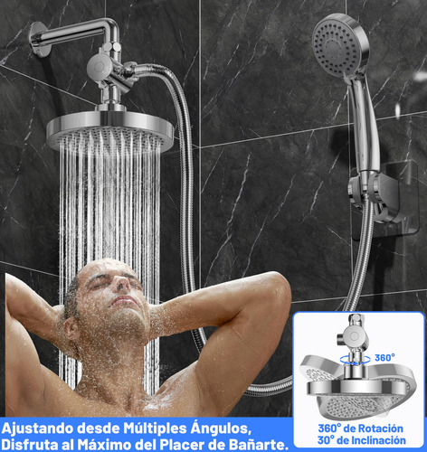 Combo Cabezal Ducha De Alta Presión 15 Cm Manguera 1,5 M Cro