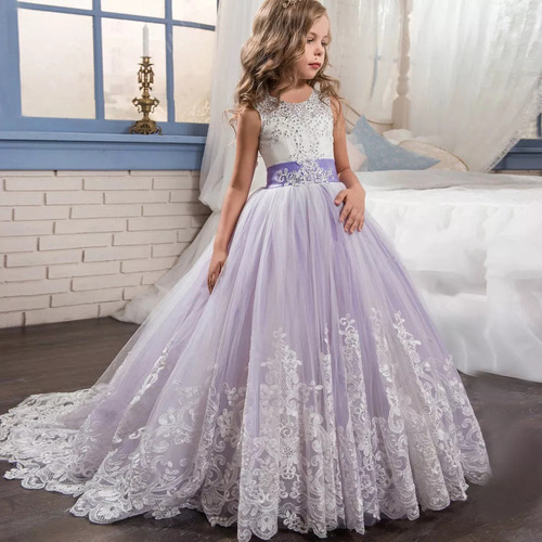 A Vestido De Fiesta Bordado Para Niñas, Vestido Princesa