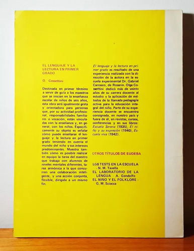 Olga Cossettini - El Lenguaje Y La Lectura En Primer Grado (Usado)