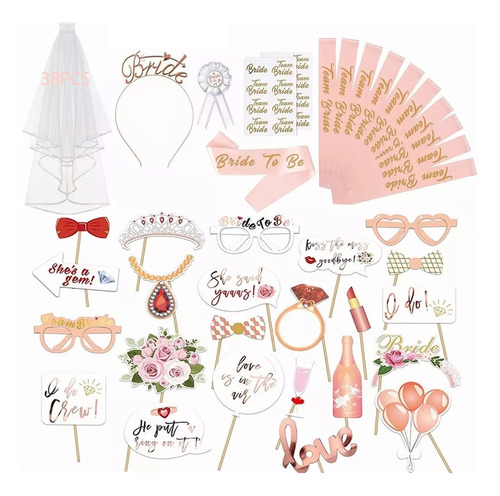 38pc Despedida Soltera Liston Banda Bride Diadema Accesorios