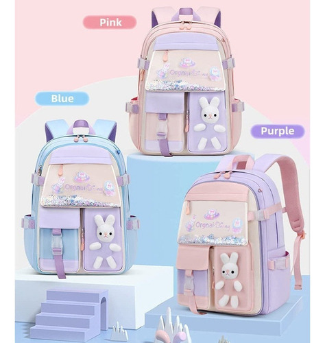 Mochila Niñas Escolar Kawaii De Impermeable Gran Capacidad