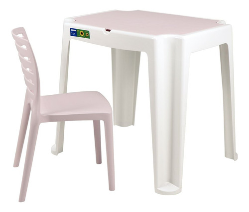 Conjunto Infantil Mesa E Cadeira Beni Azul Tramontina Rosa-claro