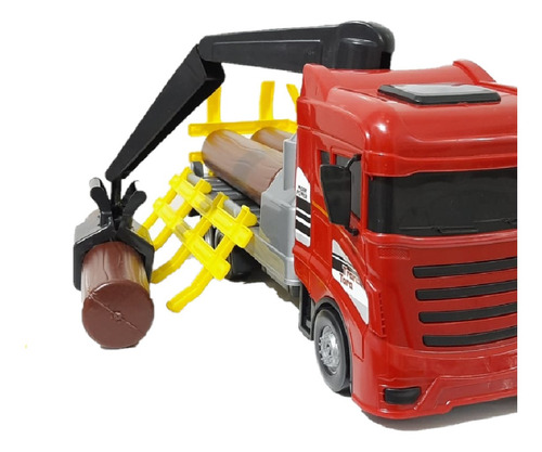 Imagem 5 de 9 de Brinquedo Caminhão Tora De Madeira Com Guindaste Articulado