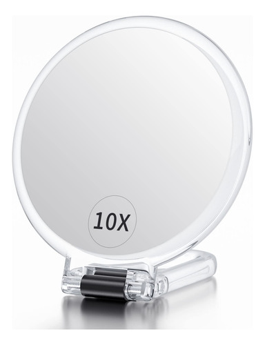 Espejo Con Aumento X10 Con Pie Marco Transparente 13cm