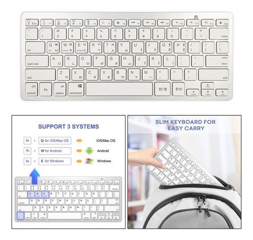 . Teclado Bluetooth Inalámbrico Plateado Coreano De 78