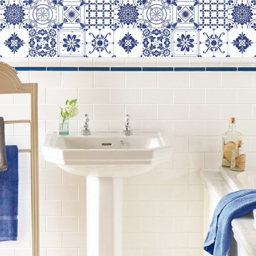 Vinilos Decorativos Azulejos Adhesivos Aqua Azul Mosaicos