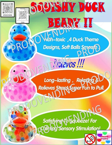 Cápsula 2 Pulgadas Vending. Patos Squishy Hidrogel 500 Pzas
