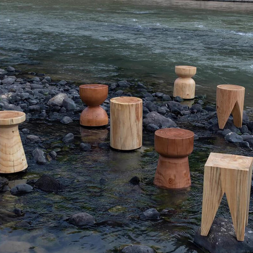 Dxydzswd Muelle De Madera Maciza Taburete De Tocón De Árbol