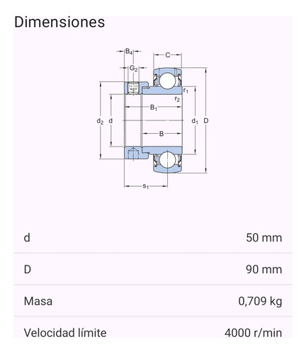 Rodamiento Yet 210 De Inserción Skf Medidas: 50x90x43,7 Mm