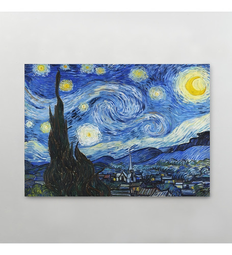 Cuadro La Noche Estrellada - V. Van Gogh. Cuadro Canvas. Color Azul