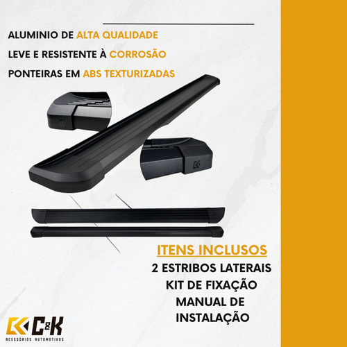 Estribo Lateral Alumínio Preto Para Hilux Cd 2016 A 2023