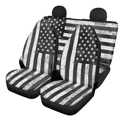 Seanative Vintage American Flag Black Stripe Car Seat Full S