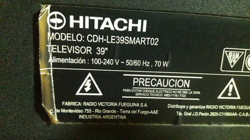 Fuente Auxiliar Tv Hitachi Cdh-le39smart02 Funcionando (Usado)