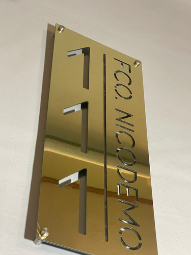 Numeros Residenciales, Aluminio Oro Espejo 23x55