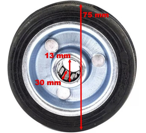 Imagem 6 de 8 de Roda De Borracha Maciça 3 Polegada Rolamento Rolete Beltools