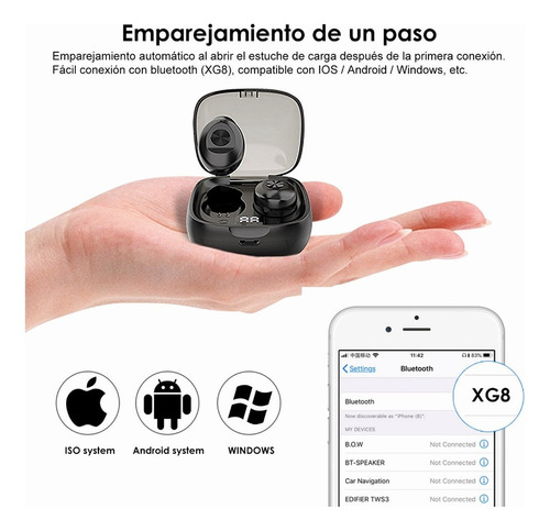 - Auricular In-ear Gamer Inalámbrico Xg-8 Negro Con Luz Led