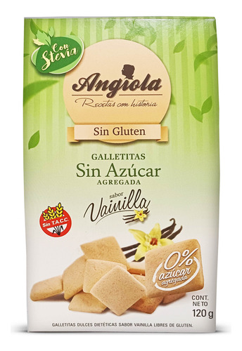 Galletitas Dulce Con Stevia Angiola Sin Tacc Ni Azucar 120g