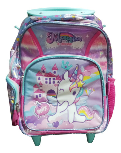 Mochila Kinder Con Ruedas Ruz Onix Color Rosa Diseño De La Tela Lisa