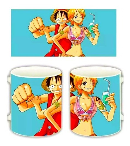 Mug Anime One Piece - Taza De Nami Y Luffy