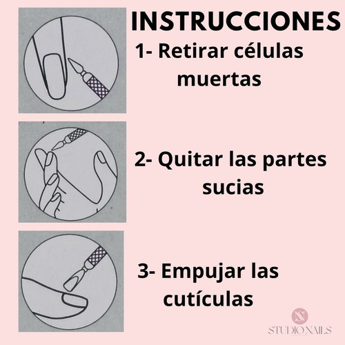 Empujador De Cuticula Uñas Studio Nails Full Color Plateado