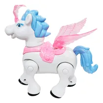 Comprar Caballito Electrónico Con Alas Luz, Movimiento Y Sonido Color Celeste Personaje Caballito Blanco