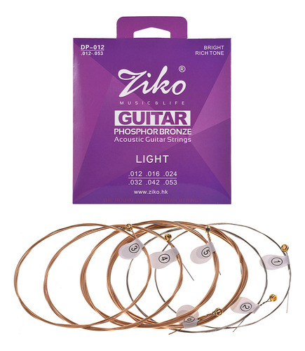 Juego De Cuerdas Acoustic Dp-012 Guitar Light Ziko Wire
