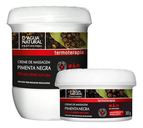  Kit 2un Creme Pimenta Negra De Massagem  D'agua Natural